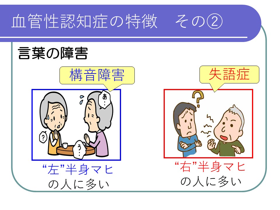 血管性認知症の特徴言葉の障害の症状と特徴の画像